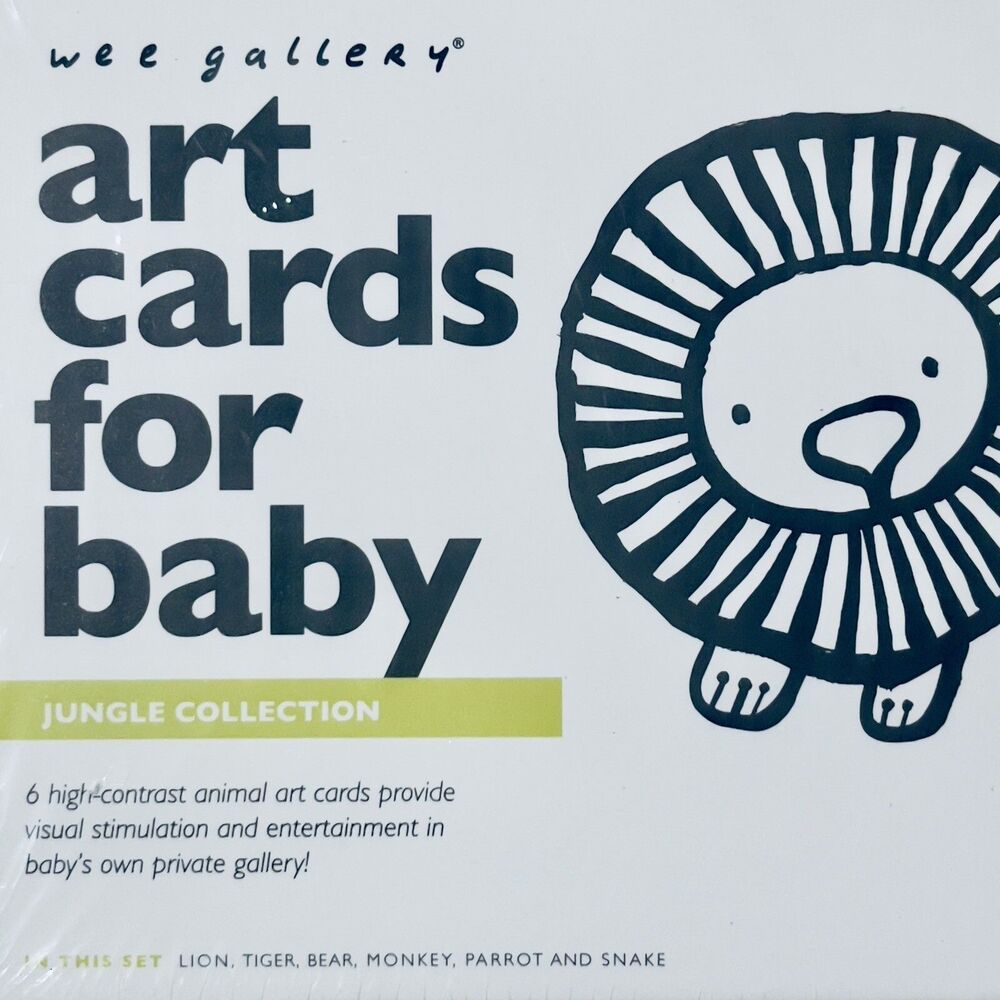 New Wee Gallery Black & White Art Cards For Baby Jungle Collection High Contrast